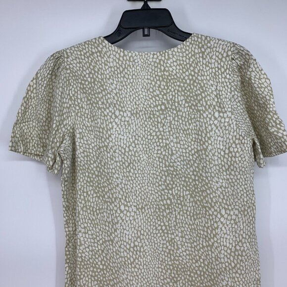 Nicole Miller Dress Linen Blend V Neck Short Sleeve Pleated NWT - Picture 9 of 10